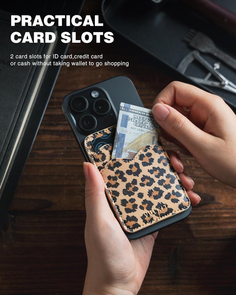 VULKIT Stick on Card Holder Compatible for iphone Leather Cell Phone Wallet Credit Card Case Strong Sticker for Women - Image 2